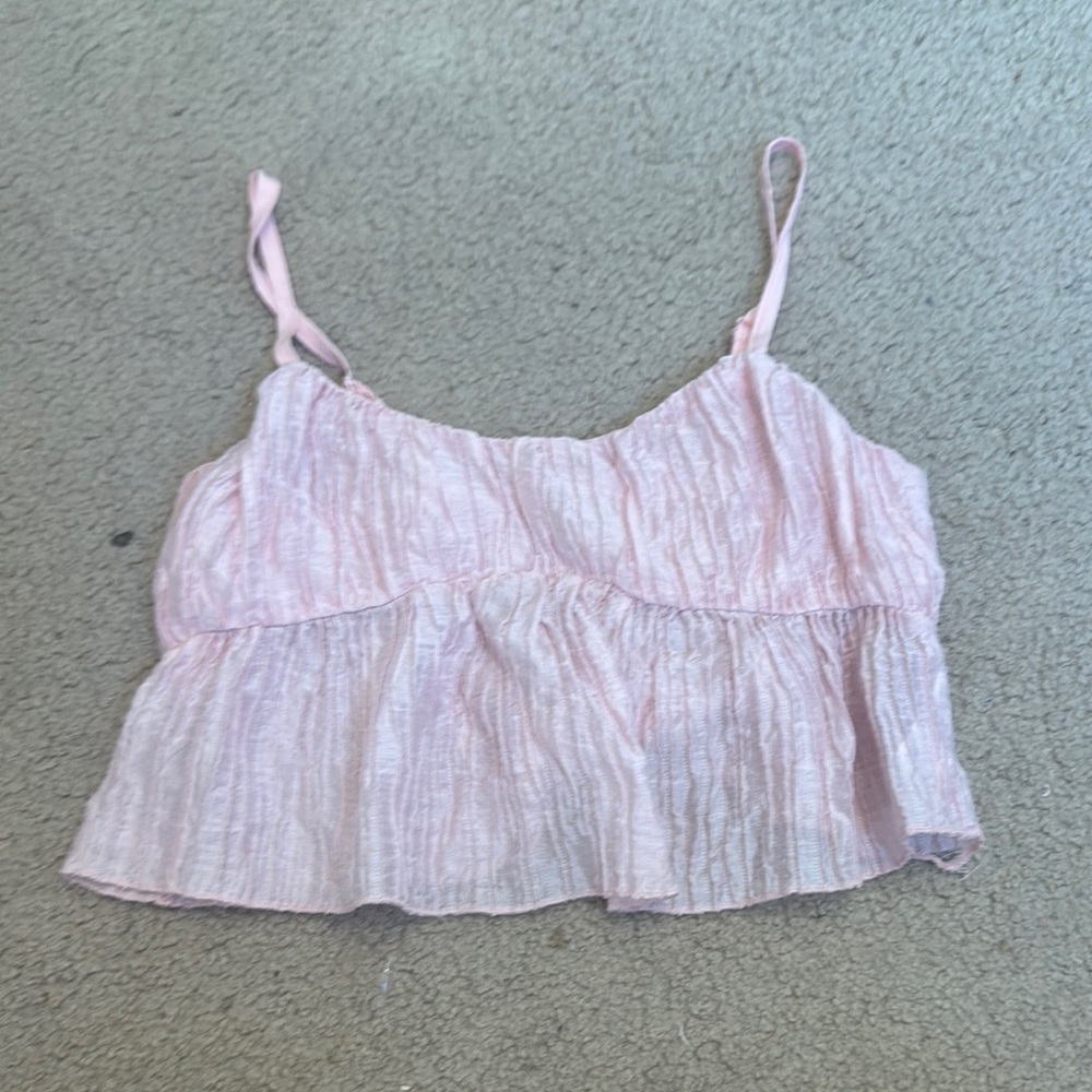 SHEIN Pink Smocked Crop Camisole Top
